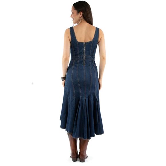 NWT Tractr Blue Denim Hi-Low Fit & Flare Dress Cotton Blend – Size S - Picture 11 of 16